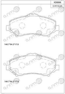 KD6566 ASIMCO Комплект тормозных колодок, дисковый тормоз