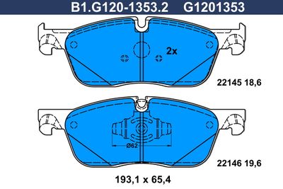 B1G12013532 GALFER Комплект тормозных колодок, дисковый тормоз