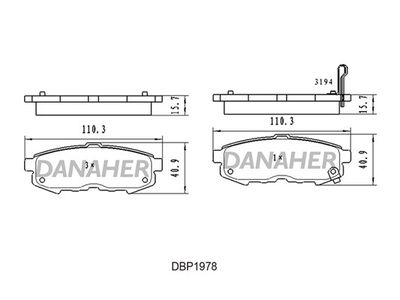 DBP1978 DANAHER Комплект тормозных колодок, дисковый тормоз