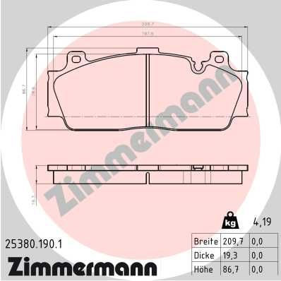 253801901 ZIMMERMANN Комплект тормозных колодок, дисковый тормоз