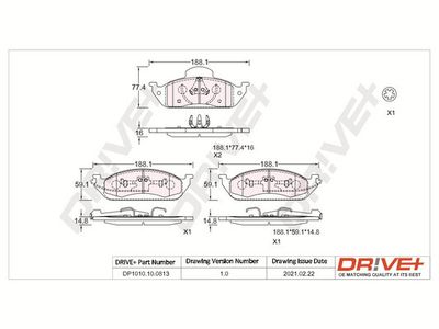 DP1010100813 Dr!ve+ Комплект тормозных колодок, дисковый тормоз