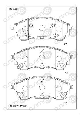 KD6203 ASIMCO Комплект тормозных колодок, дисковый тормоз