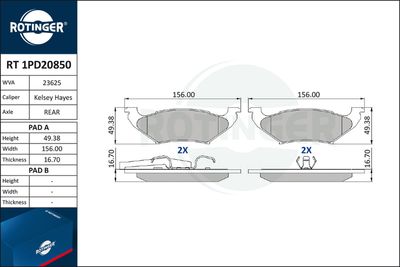 RT1PD20850 ROTINGER Комплект тормозных колодок, дисковый тормоз