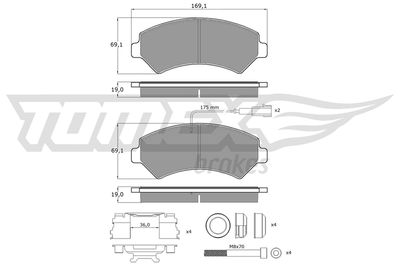 TX14401 TOMEX Brakes Комплект тормозных колодок, дисковый тормоз