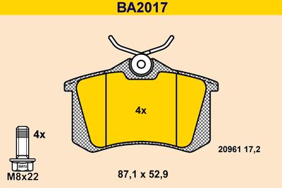 BA2017 BARUM Комплект тормозных колодок, дисковый тормоз