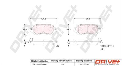 DP1010100508 Dr!ve+ Комплект тормозных колодок, дисковый тормоз