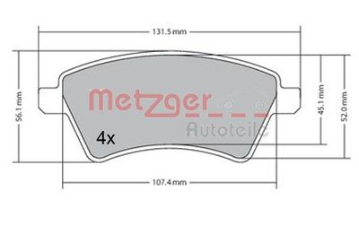 1170442 METZGER Комплект тормозных колодок, дисковый тормоз