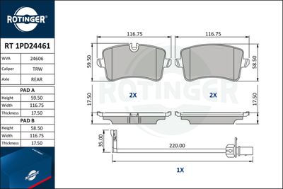 RT1PD24461 ROTINGER Комплект тормозных колодок, дисковый тормоз