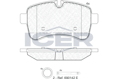 141837 ICER Комплект тормозных колодок, дисковый тормоз