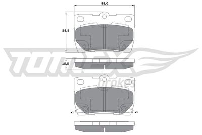 TX1761 TOMEX Brakes Комплект тормозных колодок, дисковый тормоз