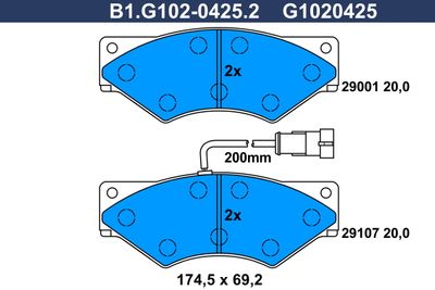 B1G10204252 GALFER Комплект тормозных колодок, дисковый тормоз