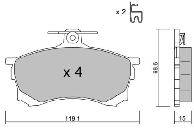 BPMI1002 AISIN Комплект тормозных колодок, дисковый тормоз