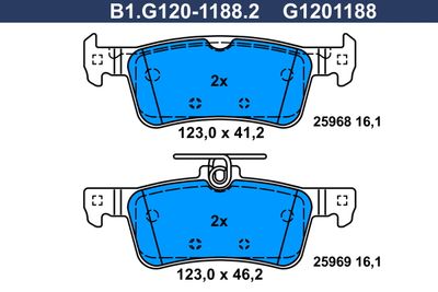 B1G12011882 GALFER Комплект тормозных колодок, дисковый тормоз