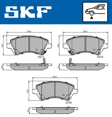 VKBP80330A SKF Комплект тормозных колодок, дисковый тормоз