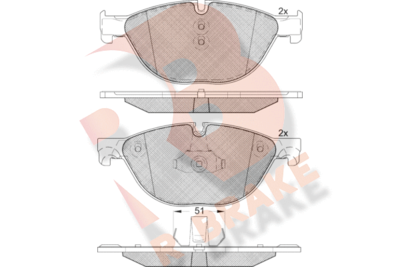 RB1961 R BRAKE Комплект тормозных колодок, дисковый тормоз