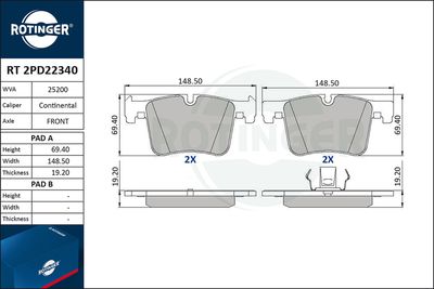 RT2PD22340 ROTINGER Комплект тормозных колодок, дисковый тормоз