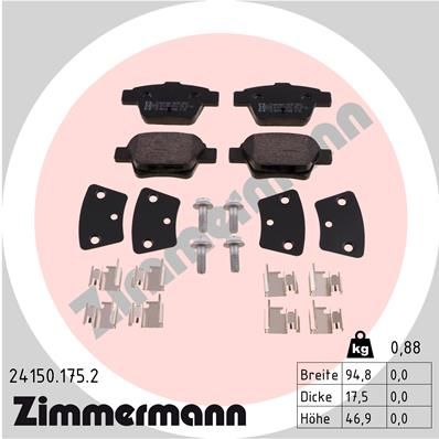 241501752 ZIMMERMANN Комплект тормозных колодок, дисковый тормоз