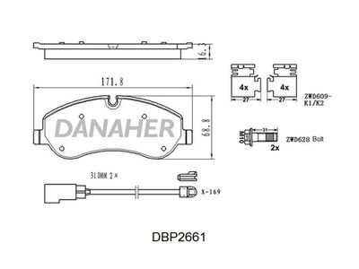 DBP2661 DANAHER Комплект тормозных колодок, дисковый тормоз