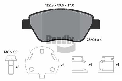 BPD1617 BENDIX Braking Комплект тормозных колодок, дисковый тормоз