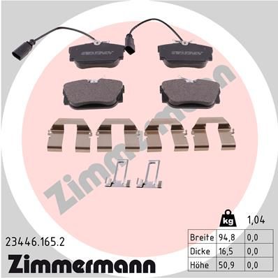 234461652 ZIMMERMANN Комплект тормозных колодок, дисковый тормоз