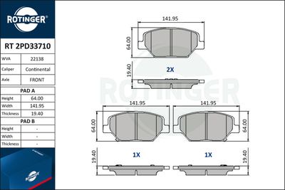 RT2PD33710 ROTINGER Комплект тормозных колодок, дисковый тормоз