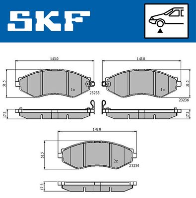 VKBP80570A SKF Комплект тормозных колодок, дисковый тормоз