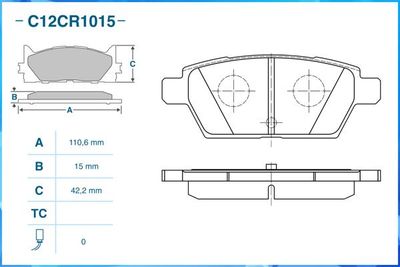 C12CR1015 CWORKS Комплект тормозных колодок, дисковый тормоз