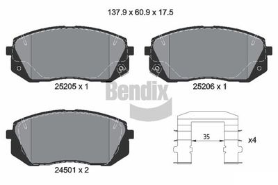 BPD1077 BENDIX Braking Комплект тормозных колодок, дисковый тормоз