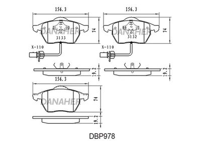 DBP978 DANAHER Комплект тормозных колодок, дисковый тормоз