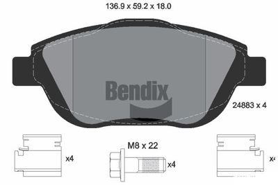 BPD1214 BENDIX Braking Комплект тормозных колодок, дисковый тормоз