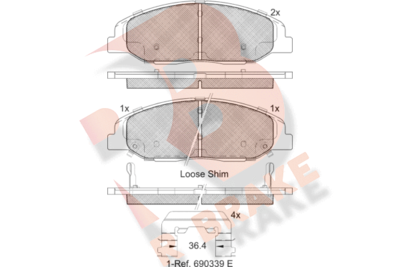 RB2141 R BRAKE Комплект тормозных колодок, дисковый тормоз