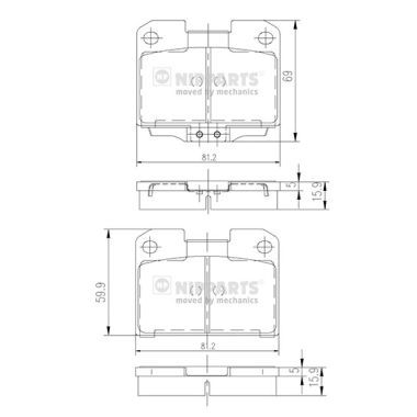 J3615006 NIPPARTS Комплект тормозных колодок, дисковый тормоз