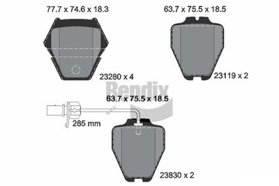 BPD1955 BENDIX Braking Комплект тормозных колодок, дисковый тормоз