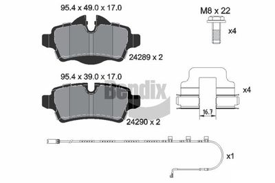 BPD1629 BENDIX Braking Комплект тормозных колодок, дисковый тормоз