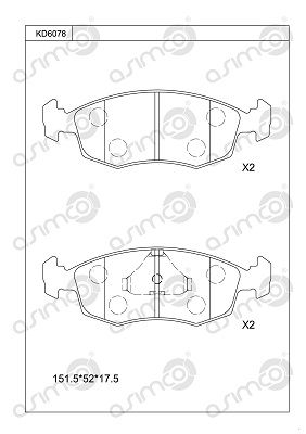 KD6078 ASIMCO Комплект тормозных колодок, дисковый тормоз