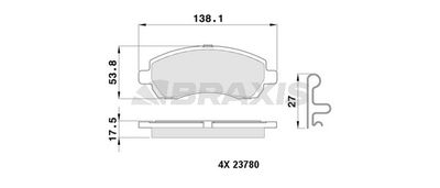 AB0386 BRAXIS Комплект тормозных колодок, дисковый тормоз