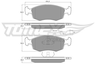 TX1186 TOMEX Brakes Комплект тормозных колодок, дисковый тормоз