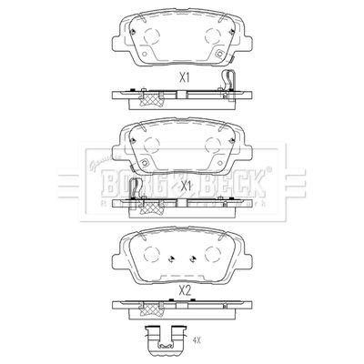 BBP2584 BORG & BECK Комплект тормозных колодок, дисковый тормоз