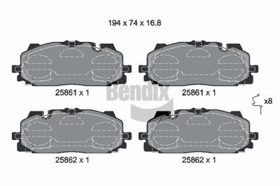 BPD1427 BENDIX Braking Комплект тормозных колодок, дисковый тормоз