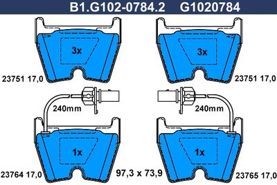 B1G10207842 GALFER Комплект тормозных колодок, дисковый тормоз