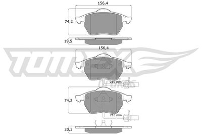 TX1213 TOMEX Brakes Комплект тормозных колодок, дисковый тормоз