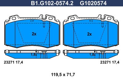 B1G10205742 GALFER Комплект тормозных колодок, дисковый тормоз