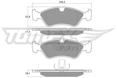 TX1298 TOMEX Brakes Комплект тормозных колодок, дисковый тормоз