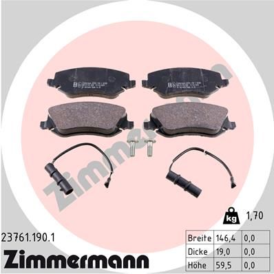 237611901 ZIMMERMANN Комплект тормозных колодок, дисковый тормоз