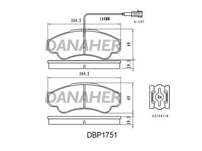 DBP1751 DANAHER Комплект тормозных колодок, дисковый тормоз