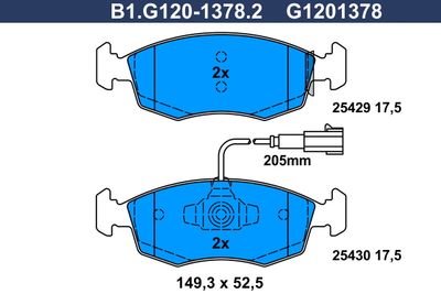 B1G12013782 GALFER Комплект тормозных колодок, дисковый тормоз