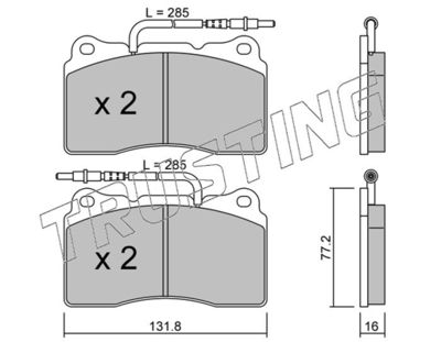 2972 TRUSTING Комплект тормозных колодок, дисковый тормоз
