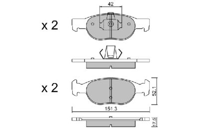 BPFI1002 AISIN Комплект тормозных колодок, дисковый тормоз