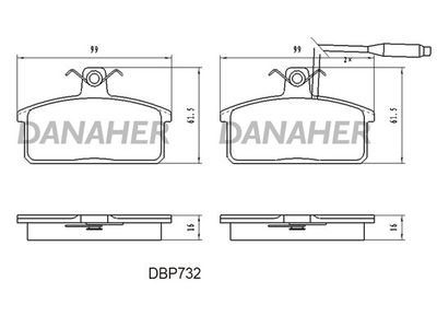 DBP732 DANAHER Комплект тормозных колодок, дисковый тормоз