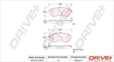 DP1010100730 Dr!ve+ Комплект тормозных колодок, дисковый тормоз